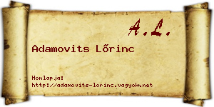 Adamovits Lőrinc névjegykártya